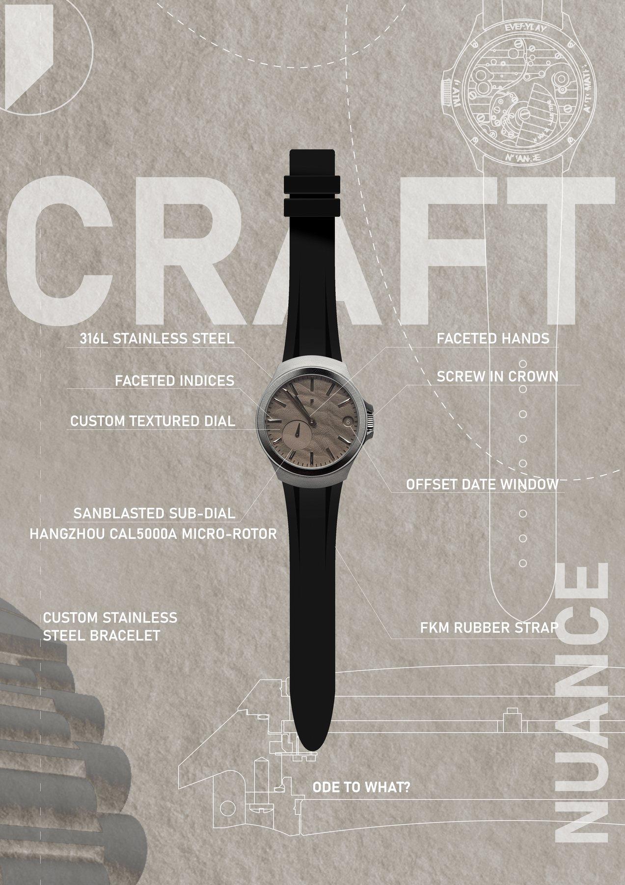 The Craft poster: the watch on stone-grey paper under the word CRAFT.